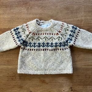 ZARA Cozy Fair Isle Pattern Thick Knit Sweater Marled Baby 1-3 months 3M 3 month
